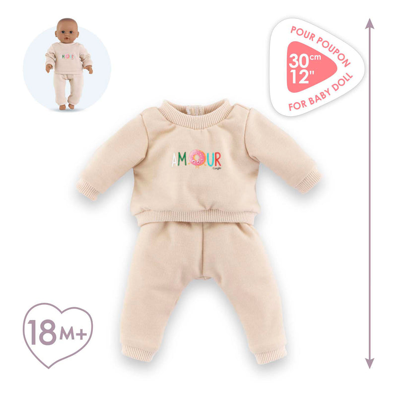 Afbeelding laden in galerijviewer, Corolle poppen trainingspak beige voor babypop 30cm klittenband.
