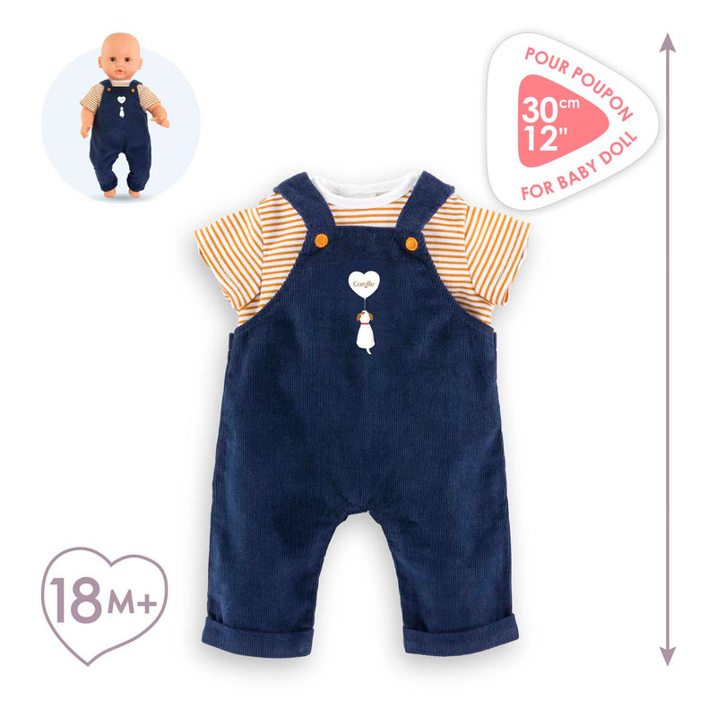 Afbeelding laden in galerijviewer, Corolle t-shirt en marineblauw overall, 30cm
