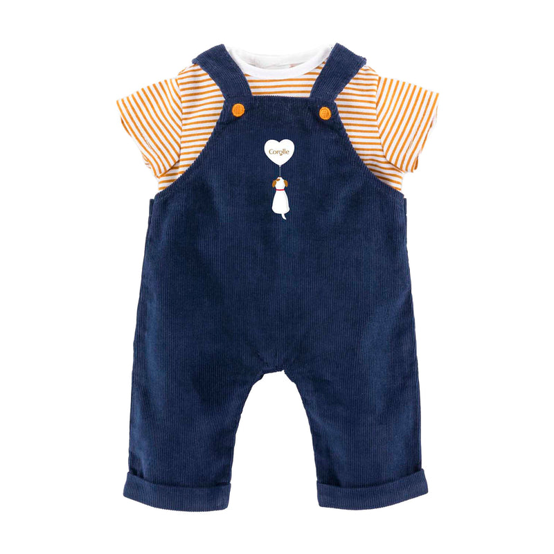 Afbeelding laden in galerijviewer, Corolle t-shirt en marineblauw overall, 36cm
