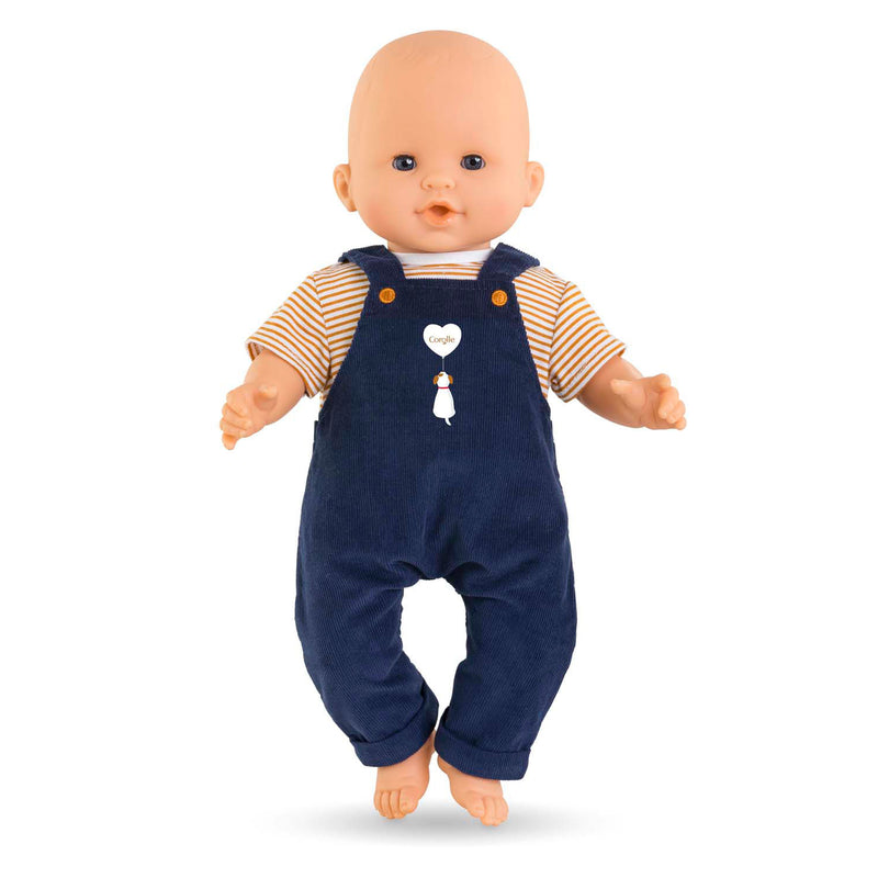 Afbeelding laden in galerijviewer, Corolle t-shirt en marineblauw overall, 36cm
