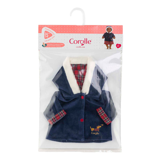 Corolle babypop winterjas - donkerblauw, bontkraag, 36cm poppen. m