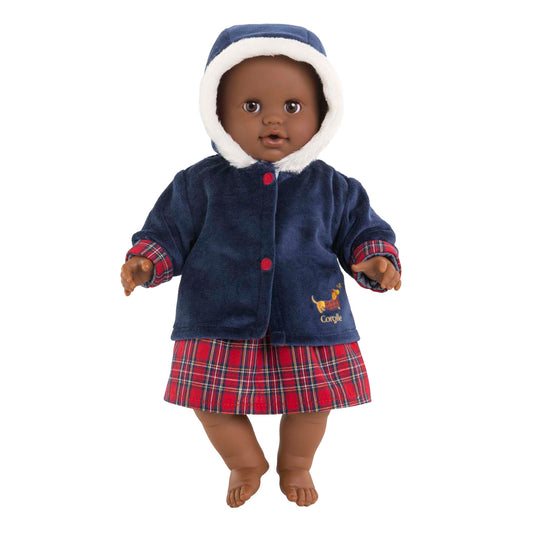 Corolle babypop winterjas - donkerblauw, bontkraag, 36cm poppen. m