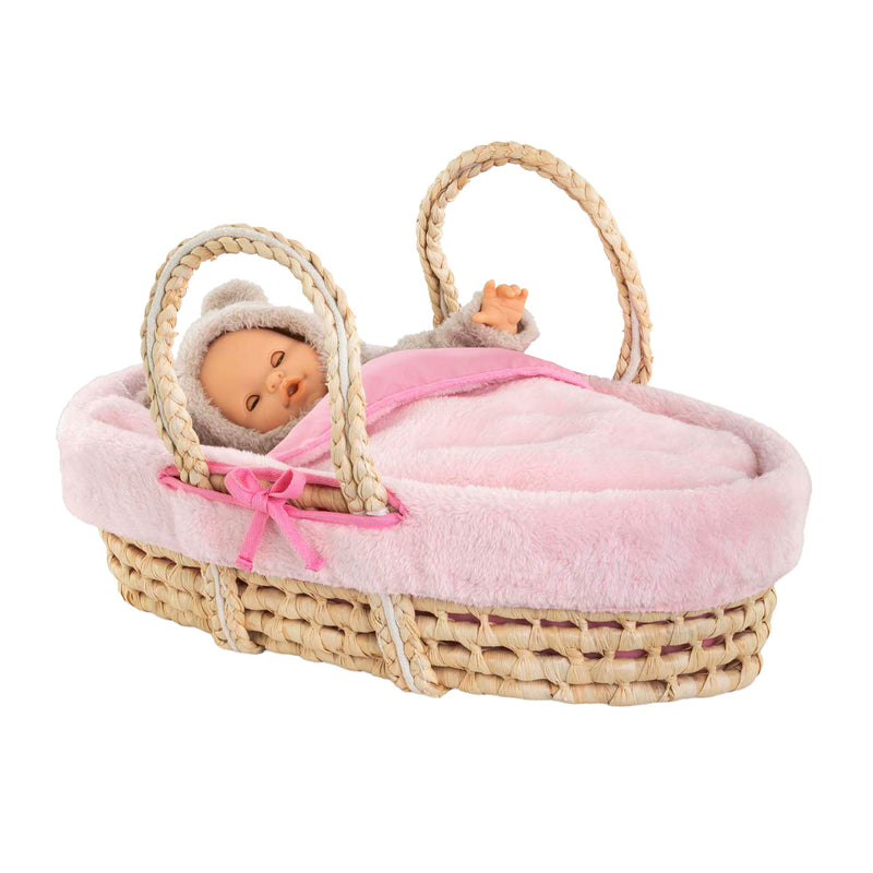 Afbeelding laden in galerijviewer, Corolle gevlochten mandenset set voor babypop - pluche
