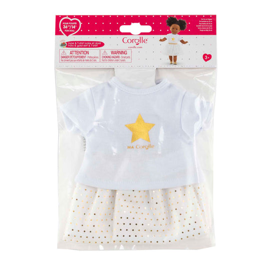 Corolle poppenkleding set topje en rok ivoor goud 36cm poppen. m
