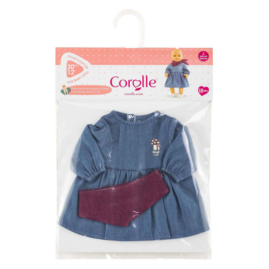 Corolle jeans jurk met sjaal kleine ontdekker - 30cm
