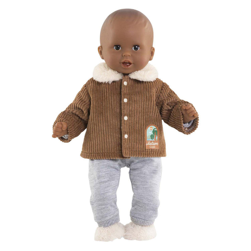 Afbeelding laden in galerijviewer, Corolle poppenjasje velours kleine ontdekker 30cm bruin fleece.
