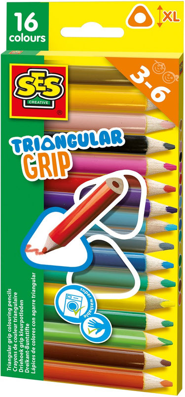 Ses driehoek grip kleurpotloden, 16st.