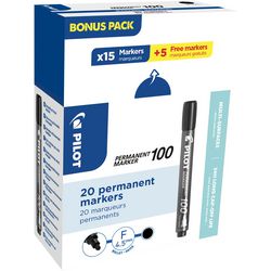 Permanent marker pilot 100 1mm zwart pak 20 stuks