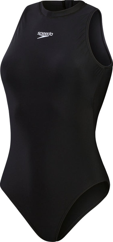 Speedo enduraflex hydrasuit dames sportbadpak - badpak dames met hoge bedekking - zwempak dames met borstvoering - sportbadpak dames met ritssluiting - zwart - 36
