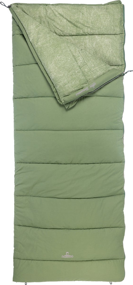 Nomad ® condor plus slaapzak | dekenmodel | 205 x 80 | groen | flanellen voering | gevoerde tochtstrook | incl hoes