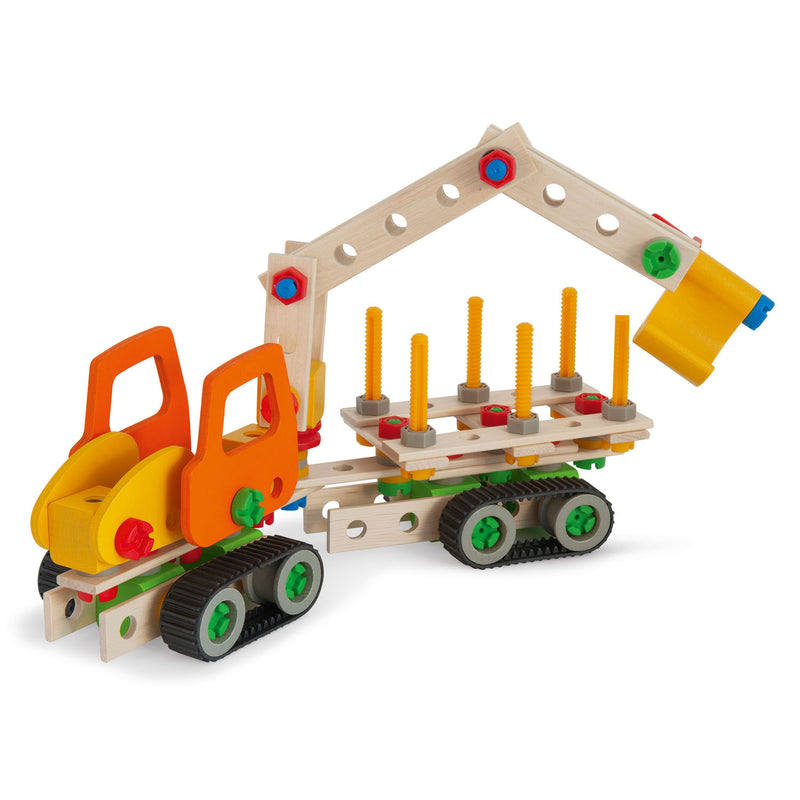 Afbeelding laden in galerijviewer, Eichhorn constructor rupsgraafmachine bouwspeelgoed 170-delig fsc hout.
