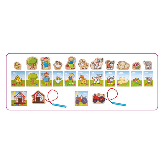 Janod houten rijgspel educatief speelgoed 13-delig multi kleuren.