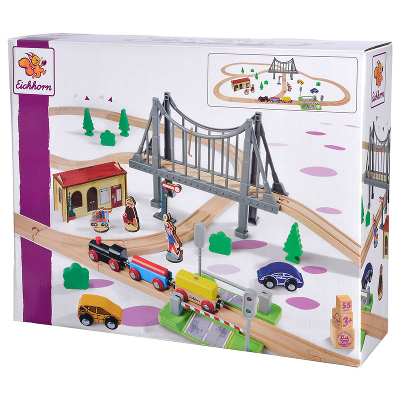 Afbeelding laden in galerijviewer, Eichhorn treinbaan met brug speelset, 55dlg.
