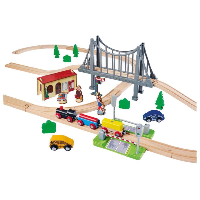 Afbeelding laden in galerijviewer, Eichhorn treinbaan met brug speelset, 55dlg.
