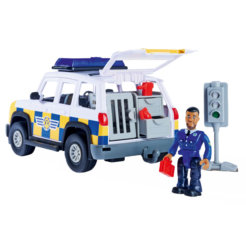 Afbeelding laden in galerijviewer, Simba brandweerman sam politieauto speelgoed met speelfiguur malcolm.
