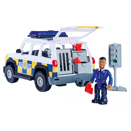 Simba brandweerman sam politieauto speelgoed met speelfiguur malcolm.