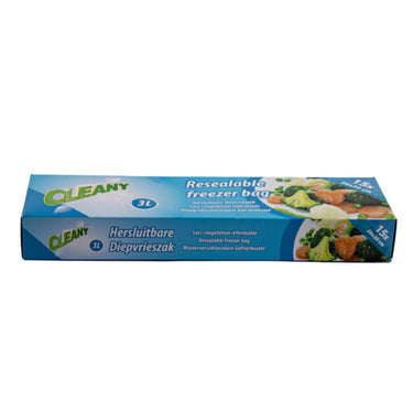 Cleany hersluitbare diepvrieszakken 26x30cm 3 liter, inhoud 15 zakken