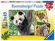 Ravensburger puzzel panda, tijger en leeuw - legpuzzel - 3x49 stukjes