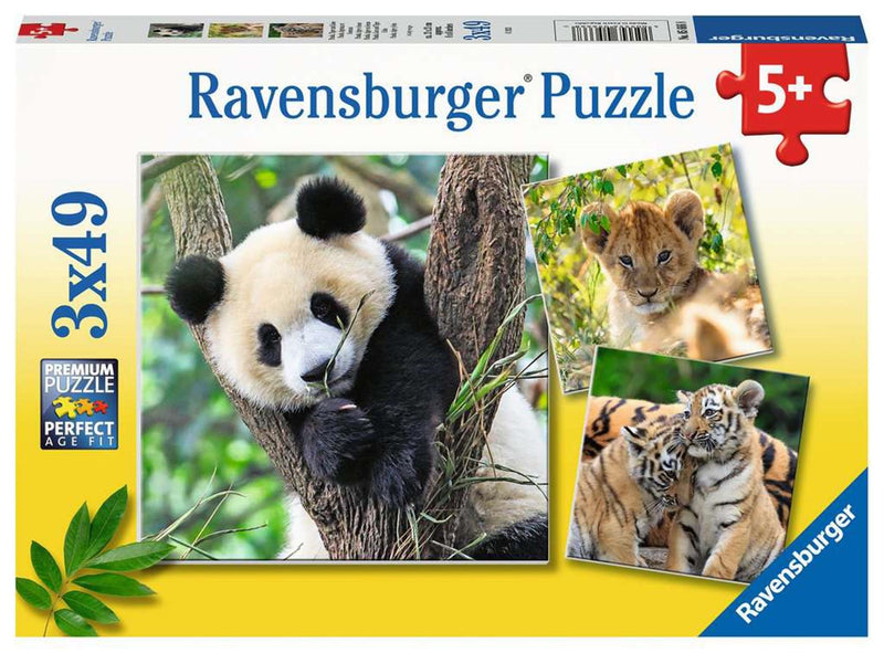 Afbeelding laden in galerijviewer, Ravensburger puzzel panda, tijger en leeuw - legpuzzel - 3x49 stukjes

