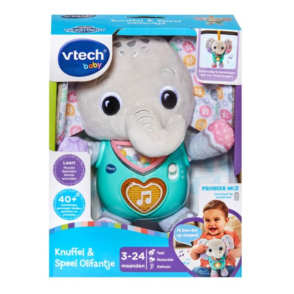 Afbeelding laden in galerijviewer, Vtech knuffel en speel olifantje grijs

