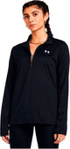 Under armour tech 1 2 zip- solid-blk dames sporttrui - zwart - wit l