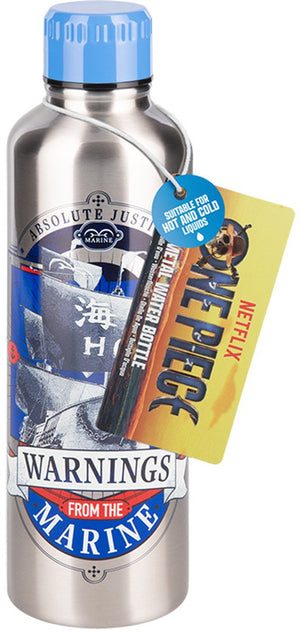 Paladone one piece metal water bottle – officieel gelicentieerde marines rvs drinkfles, 500 ml, schroefdop-