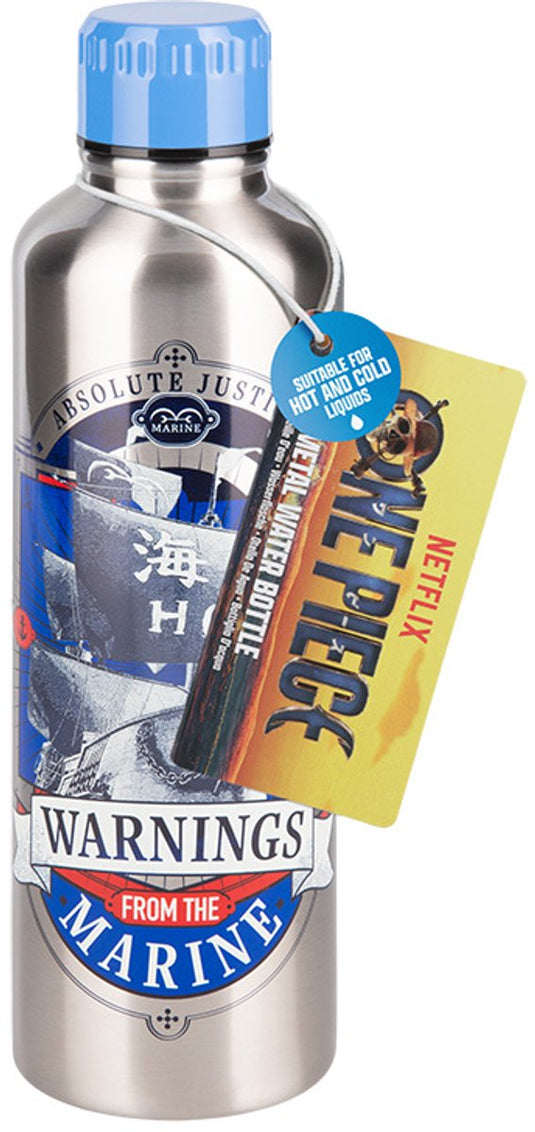 Paladone one piece metal water bottle – officieel gelicentieerde marines rvs drinkfles, 500 ml, schroefdop-