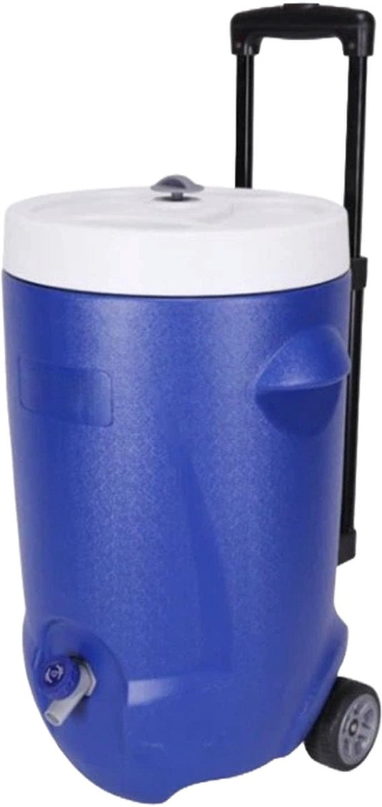 Steamy cool 20 roller - geïsoleerde drankdispenser drankkoeler met kraantje op wielen - 20 liter - blauw