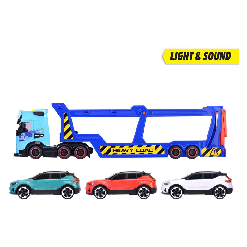 Afbeelding laden in galerijviewer, Dickie toys - car transporter - volvo - vrachtwagen met aanhangwagen - licht en geluid
