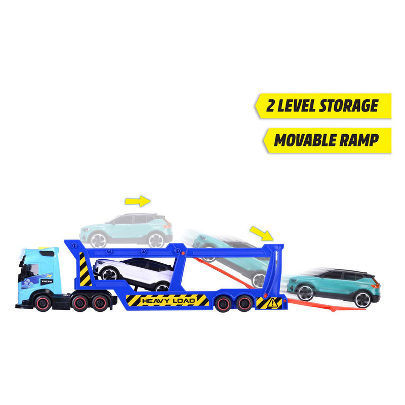 Afbeelding laden in galerijviewer, Dickie toys - car transporter - volvo - vrachtwagen met aanhangwagen - licht en geluid
