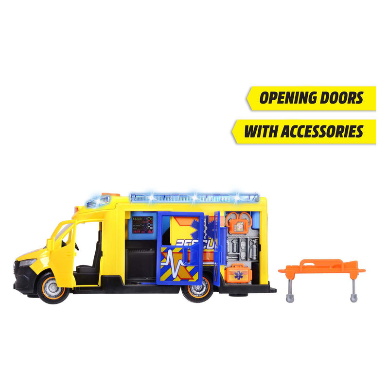 Afbeelding laden in galerijviewer, Dickie toys - mercedes benz sprinter rescue - ziekenwagen - ambulance - licht en geluid - vanaf 3 jaar
