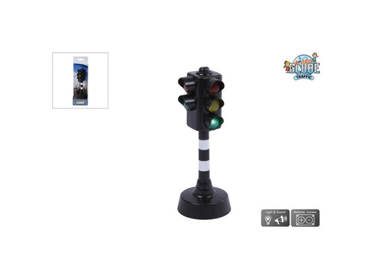Kids globe stoplicht met voetgangerslicht en geluid 12cm