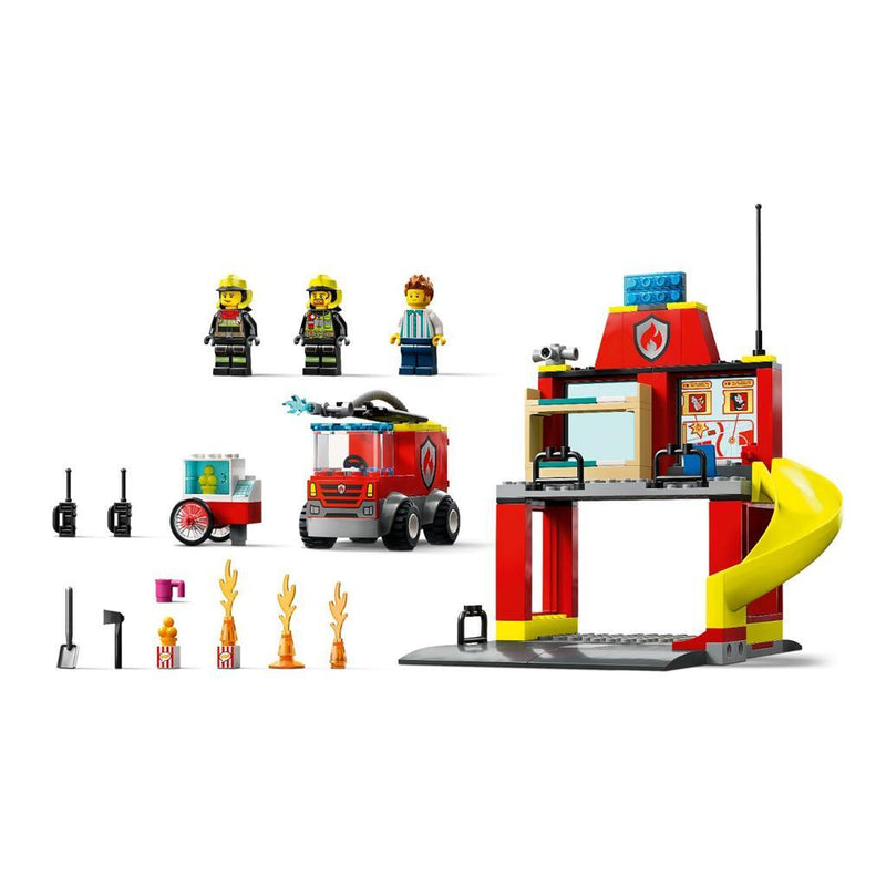 Afbeelding laden in galerijviewer, Lego City 60375 Brandweerkazerne en Brandweerwagen
