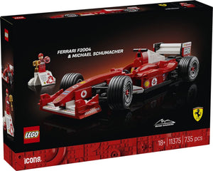 Lego icons ferrari f2004 en michael schumacher model auto bouwpakket voor volwassenen en decoratie 11375