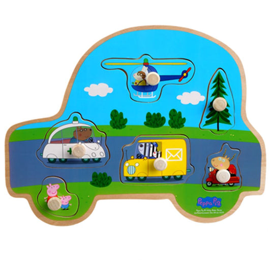 Peppa pig houtenknoppuzzel. vervoer. 3+ | 4 stuks