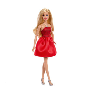 Afbeelding laden in galerijviewer, Barbie mattel 80-jubileum modepop – robijnrode jurk zilveren accenten
