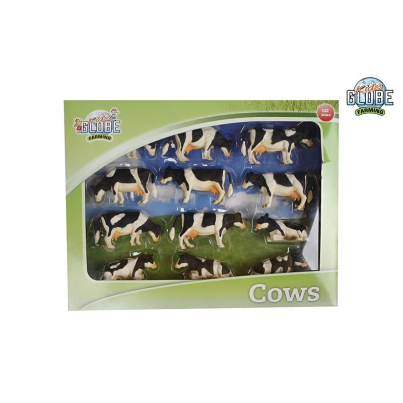 Afbeelding laden in galerijviewer, Kids globe koeien zwart wit liggend en staand 12stuks 1:32

