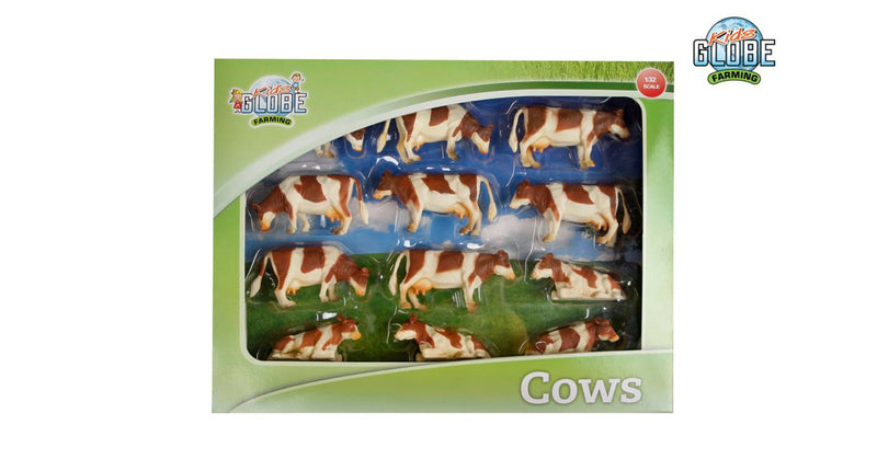 Afbeelding laden in galerijviewer, Kids globe koeien rood bont liggend en staand 12stuks 1:32
