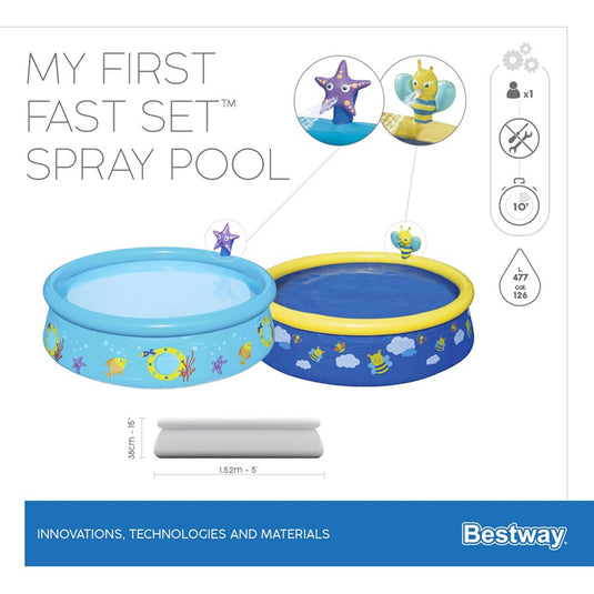 Bestway zwembad 1.52m x 38cm my first fast set met sprayfiguur. assorti kleur.