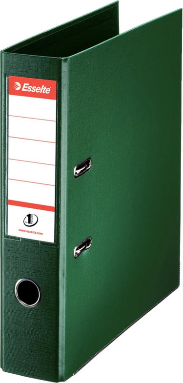 Esselte no.1 kunststof a4 ordner met etikethouder - 2-rings - rugbreedte van 75mm - capaciteit van 500 vel - groen