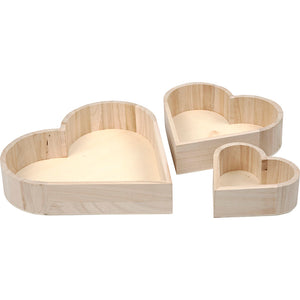 Creotime hartvormige schalen, h: 13-25 cm, keizerin boom, 3 assorti