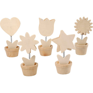 Creotime versier je houten memoclip bloem, 10st.