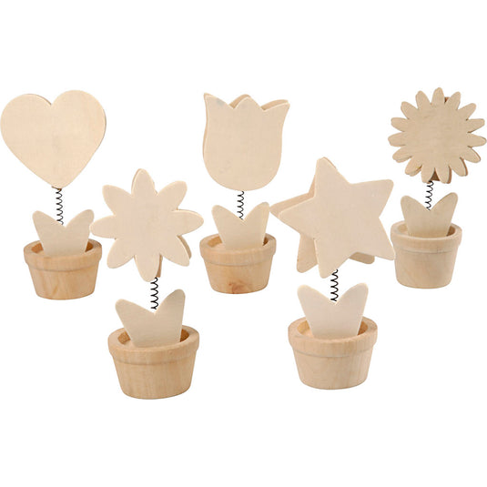 Creotime versier je houten memoclip bloem, 10st.
