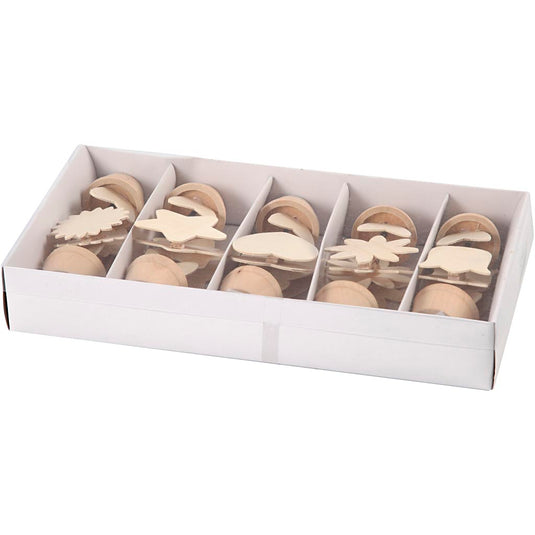 Creotime versier je houten memoclip bloem, 10st.