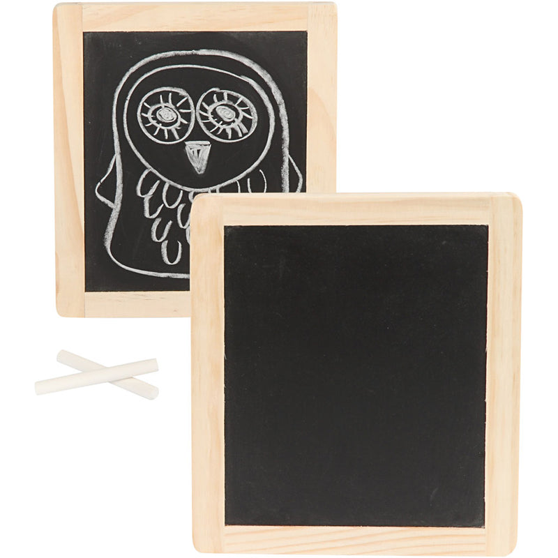 Afbeelding laden in galerijviewer, Creativ company krijtbord met houten rand – zwart schoolbord – decoratief krijtbordje – 19x24 cm
