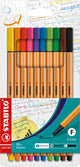 Stabilo point 88 – premium fineliners – etui met 10 verschillende kleuren