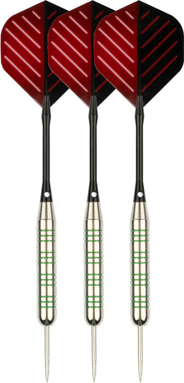 Faver dartpijlenset compleet - reserve shafts - nikkel silver - metalic - rood zwart - 24 gram