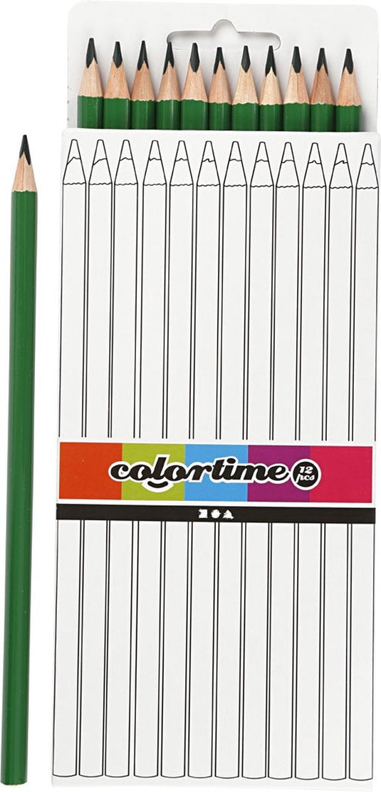 Colortime driehoekige kleurpotloden - groen, 12st.