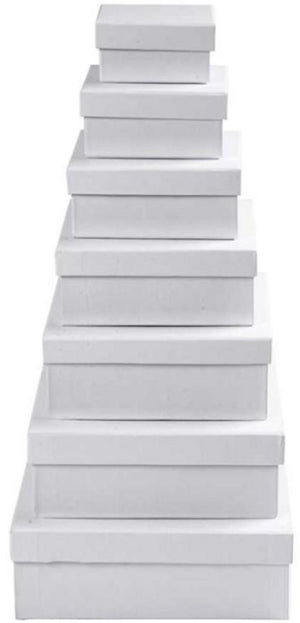 Creativ company kartonnen vierkante dozen set 7 stuks h: 4.5-7.5 cm d: 9-21 cm