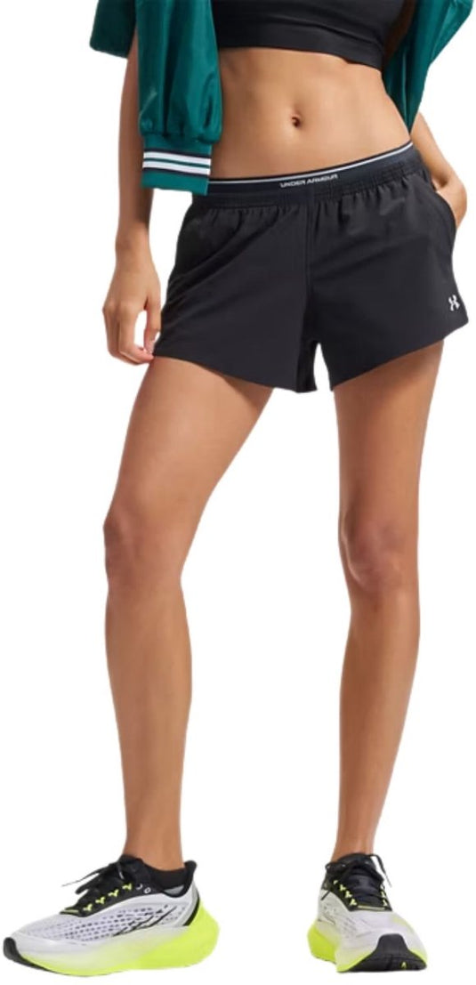Under armour ua vanish woven 3in shorts-blk dames sportbroek - ultimate zwart - mod grijs